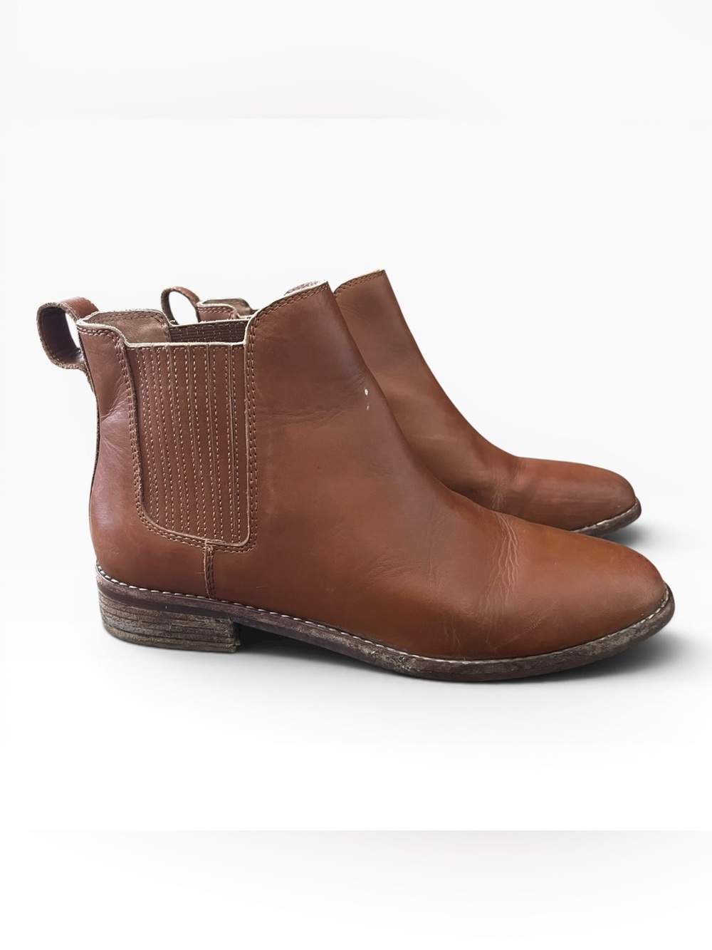 Madewell Ainsley Chelsea Boots Women's Size 7.5 Saddle Brown Leather Pull On